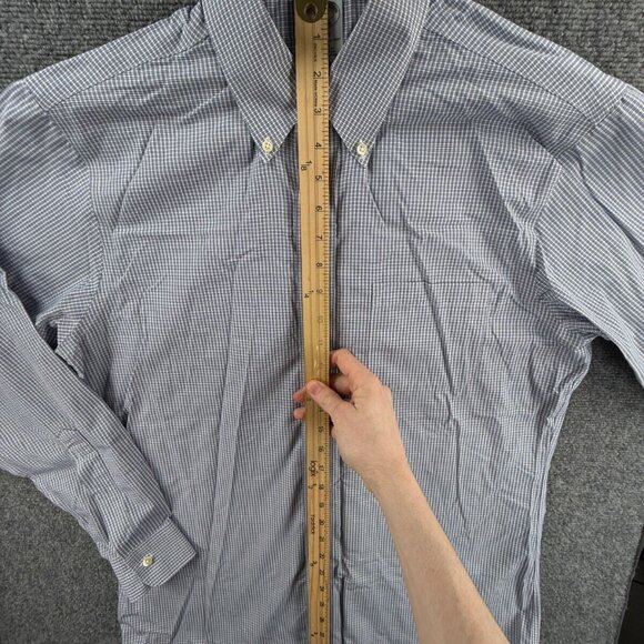 Brooks Brothers Non Iron Button Up Shirt Long Sleeve 16 35 Regent Check Blue - Picture 3 of 12